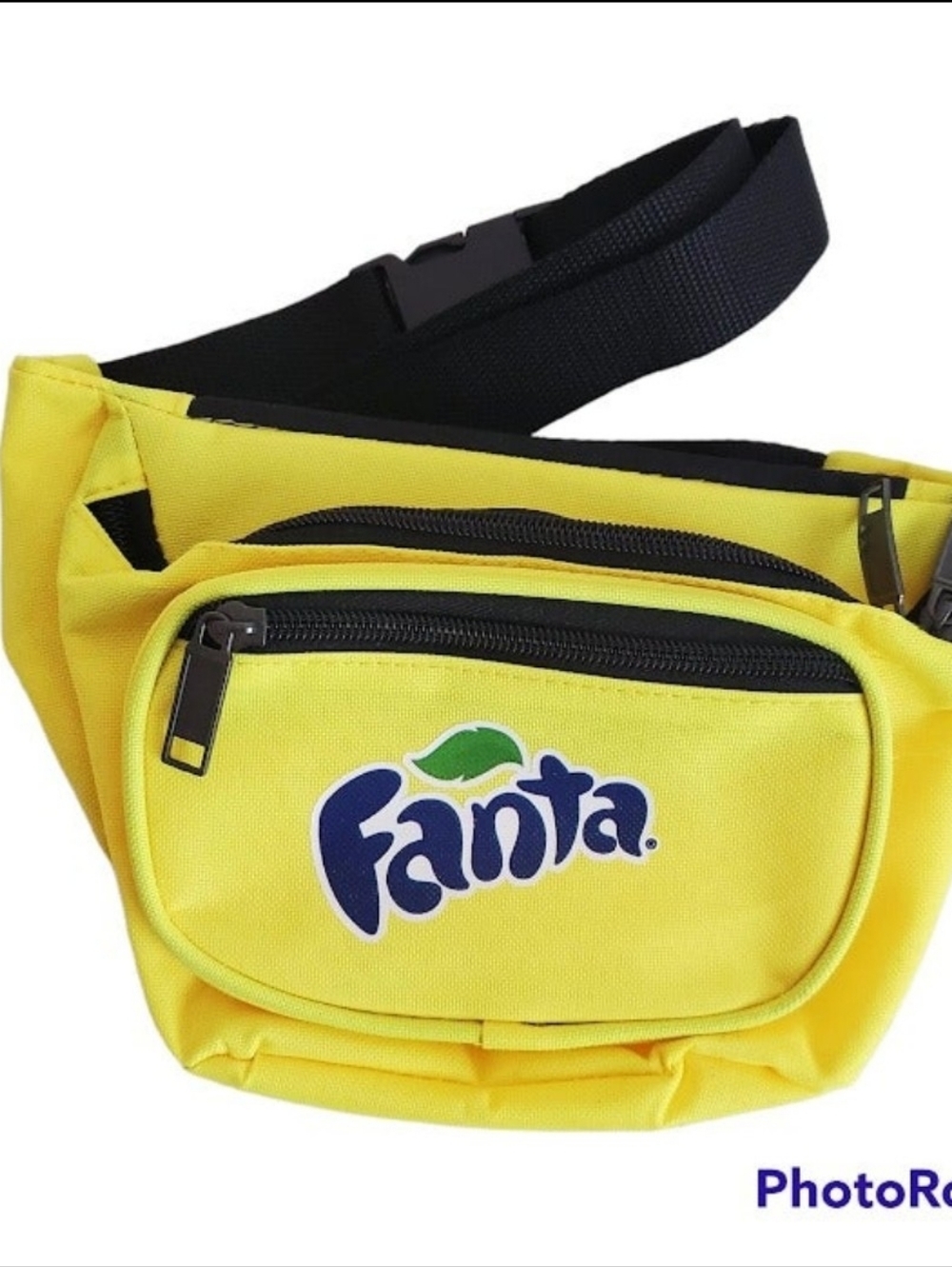 Fanta Bright Neon Yellow Canvas Fanny Pack Waist Hip Bag Adjustable Zip Pouch